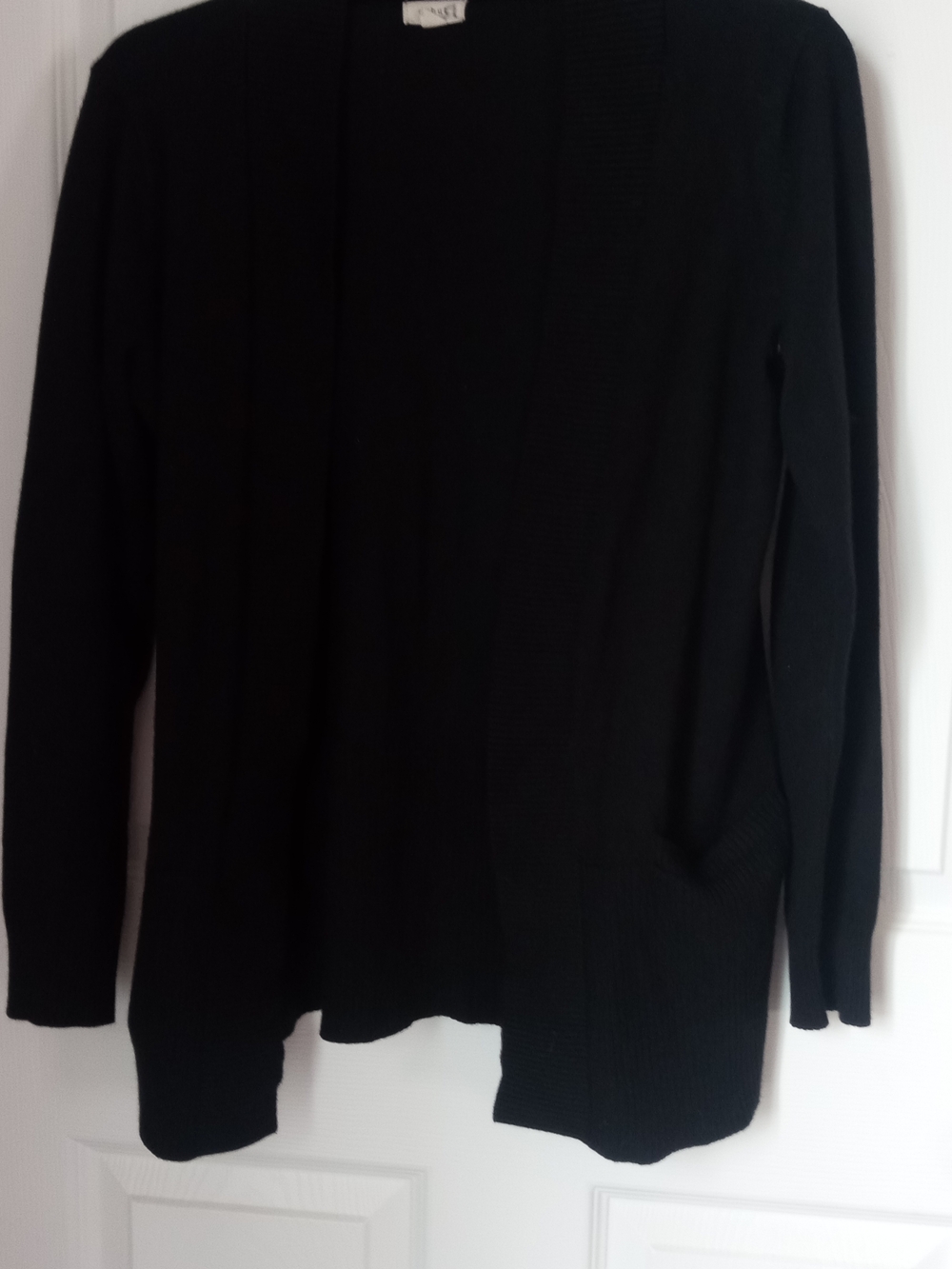 Black Open Front Knit Cardigan